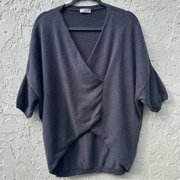 Brunello Cucinelli Sweaters - BRUNELLO CUCINELLI Cashmere Sweater Women Size‎ Large Wrap Short Sleeve Designer